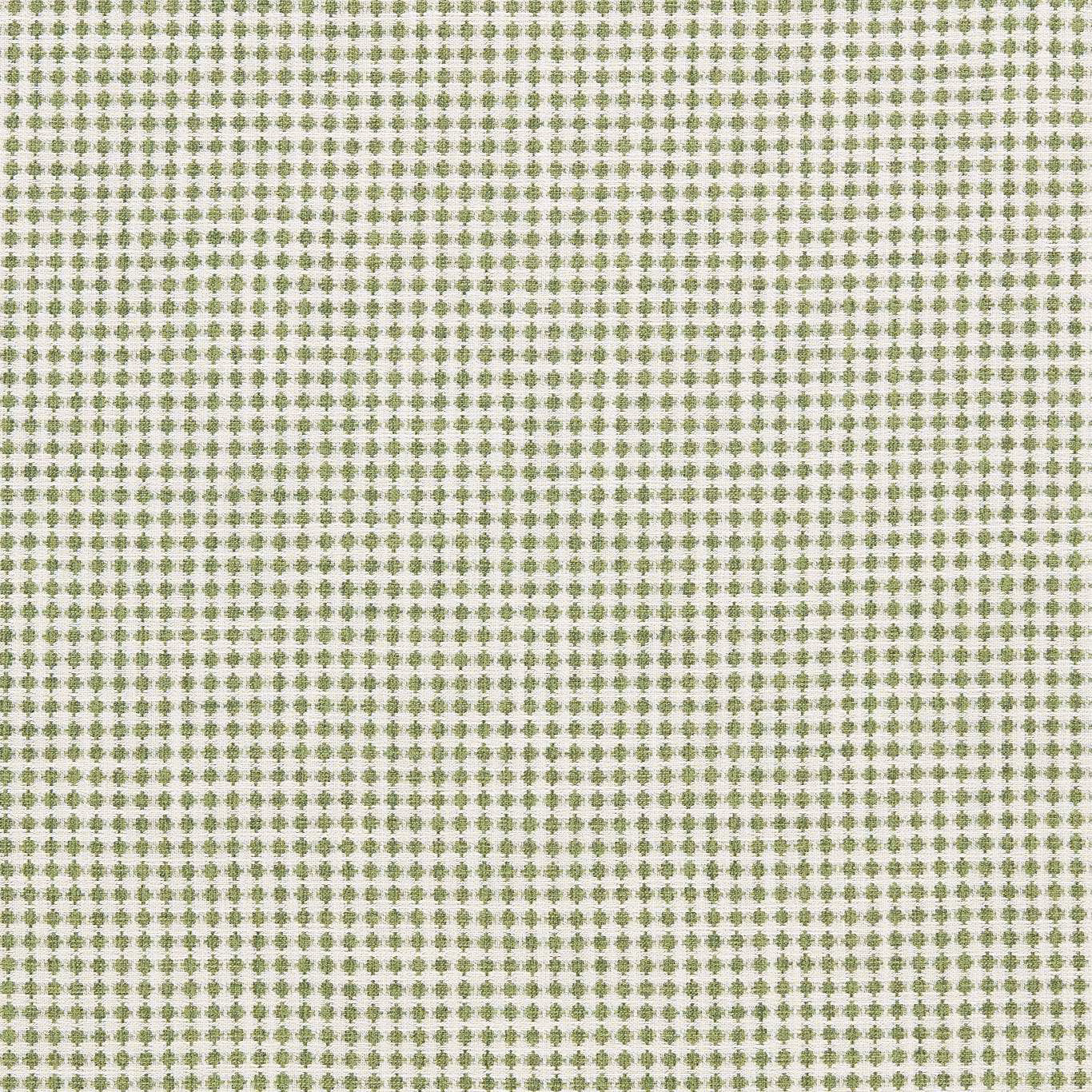 Muted pine-green geometric weave on a crisp cream ground, close-up