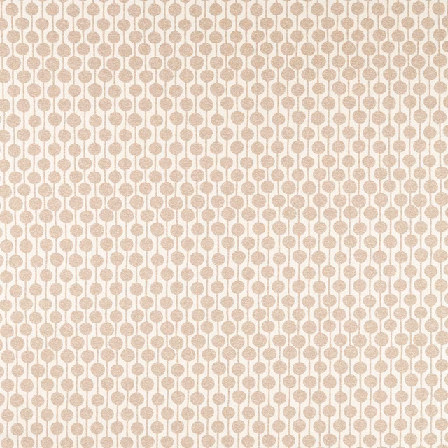 Warm ivory upholstery fabric with vertical rows of textured taupe pebble motifs