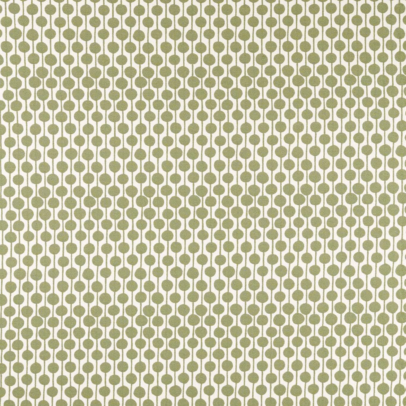 Muted pine-green linked circles on a pale cream textured woven ground