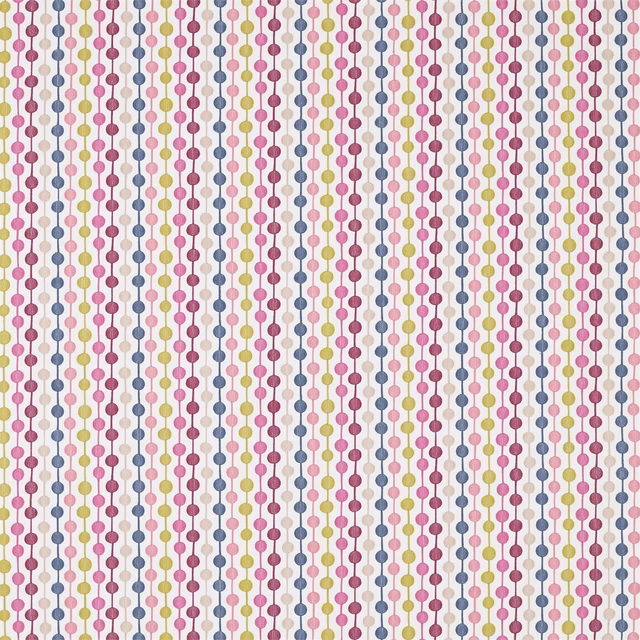 Cream ground with bilberry, rhubarb, indigo and lime vertical dot rows