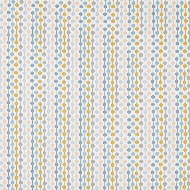 Blush, honey and raffia vertical dot-chain weave with cool blue-grey accents