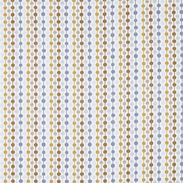 Cream textile with vertical sky-blue lines and cinnamon, hemp dot chains