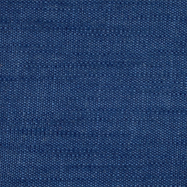 Close-up of dense navy woven fabric with fine pebbled tonal texture
