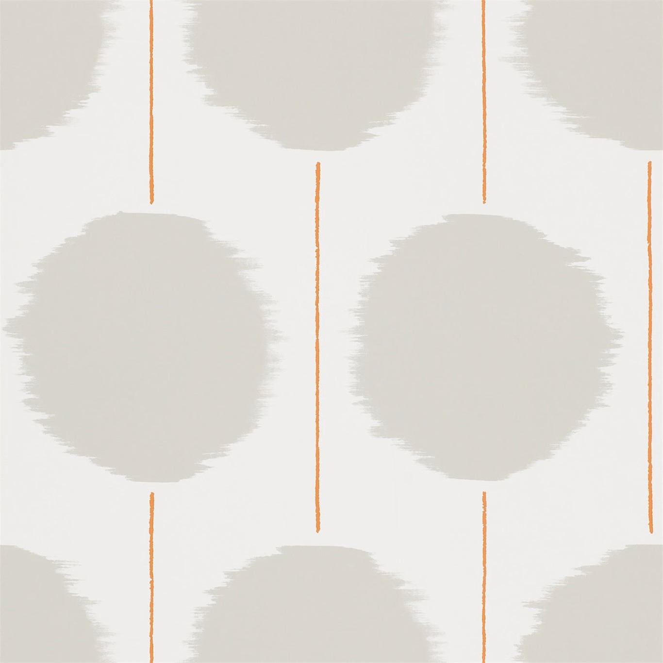 Stone brush-edged circles and fine chilli lines on a pale wallpaper ground