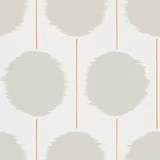 Stone brush-edged circles and fine chilli lines on a pale wallpaper ground
