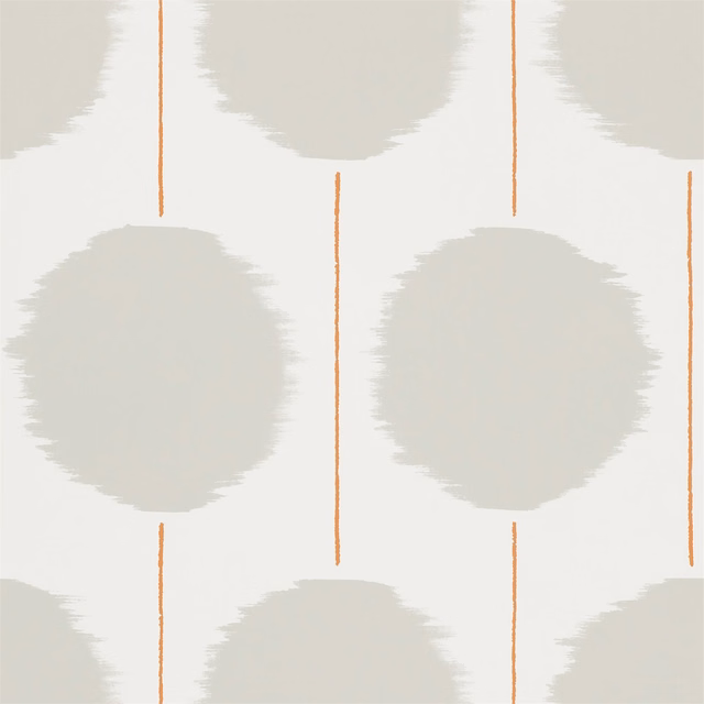Stone brush-edged circles and fine chilli lines on a pale wallpaper ground