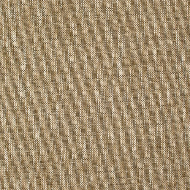 Warm sesame beige woven fabric with fine vertical striations and taupe flecks