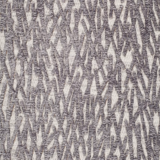 Cool dove-grey woven fabric with charcoal and ivory broken leaf-like vertical marks