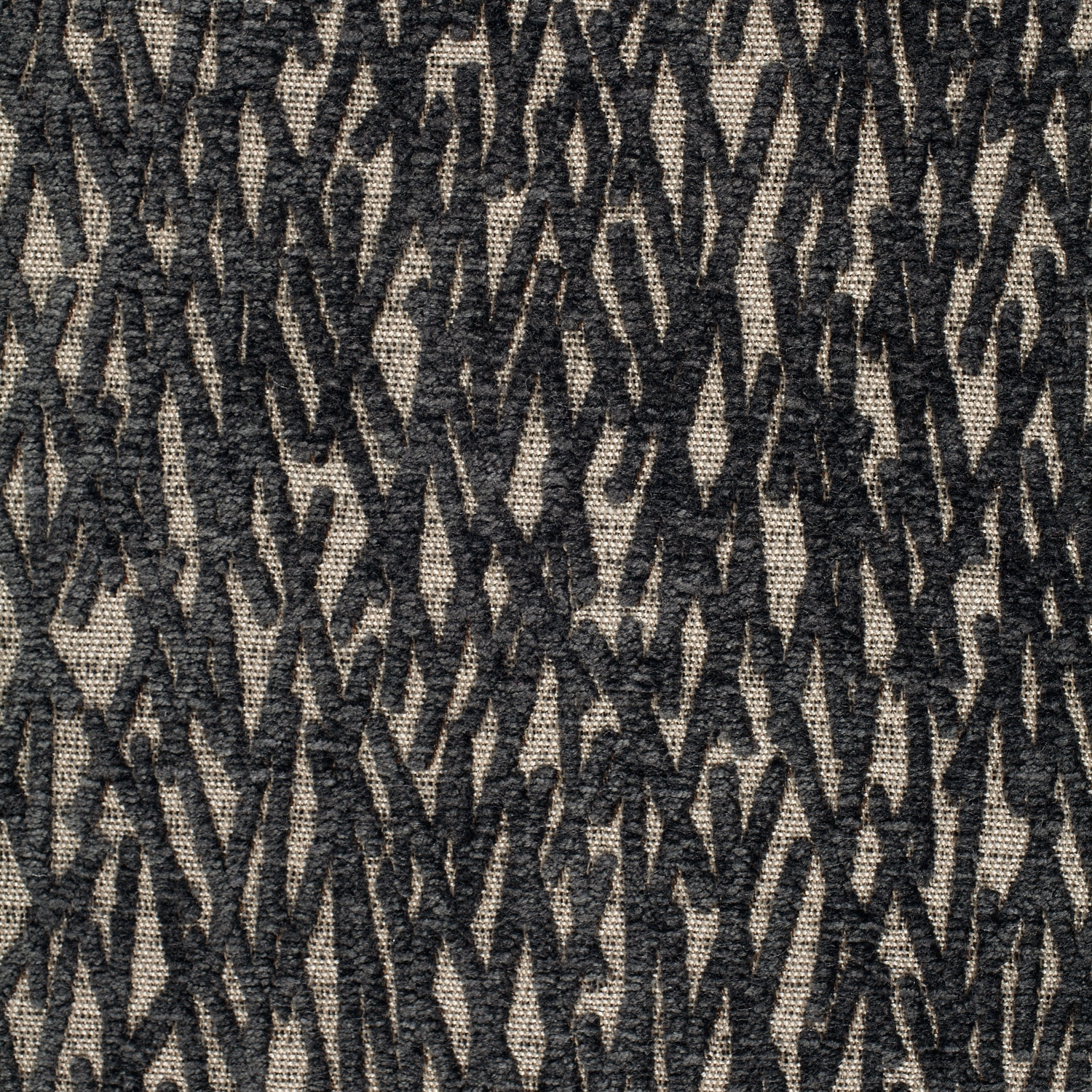 Charcoal and warm stone abstract jagged weave with tactile raised texture