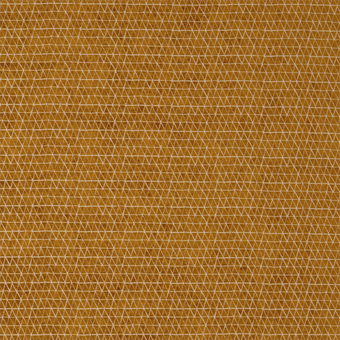 Warm ochre woven fabric with pale intersecting diamond lattice texture
