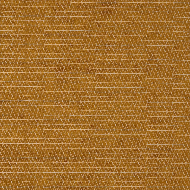 Warm ochre woven fabric with pale intersecting diamond lattice texture
