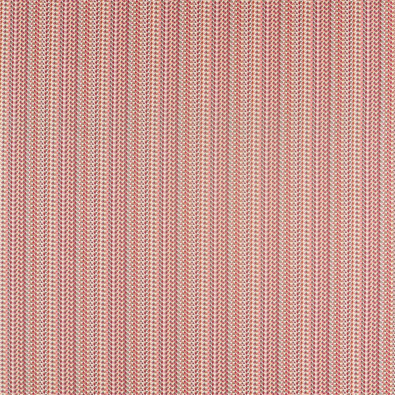 Blush-pink and cream woven fabric with dense vertical geometric zigzag columns