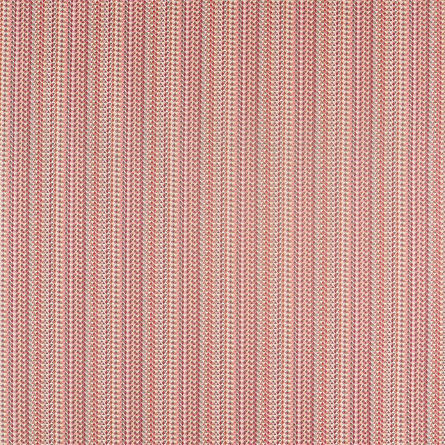 Blush-pink and cream woven fabric with dense vertical geometric zigzag columns