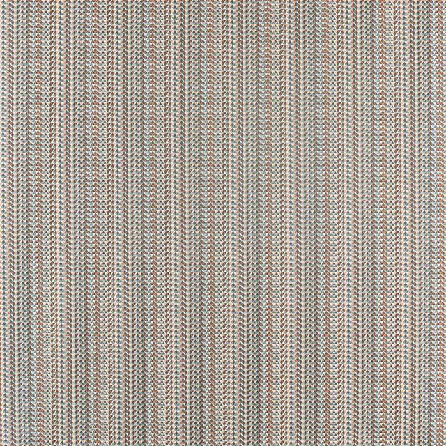 Muted pimento-red, blue-grey and cream zigzag weave in close vertical columns