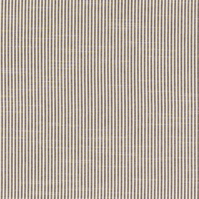 Close-up of cool charcoal and ivory fine vertical stripes with a softly woven texture