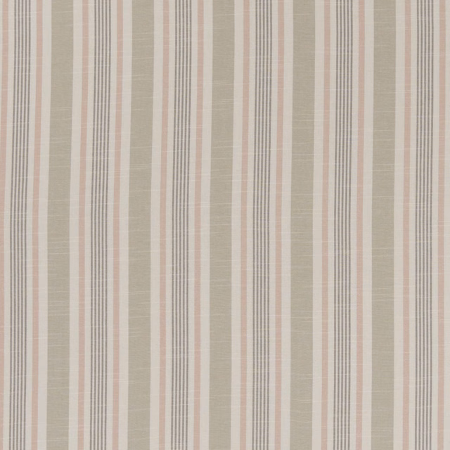 Dusty blush, ivory and greige vertical stripe fabric with fine woven texture