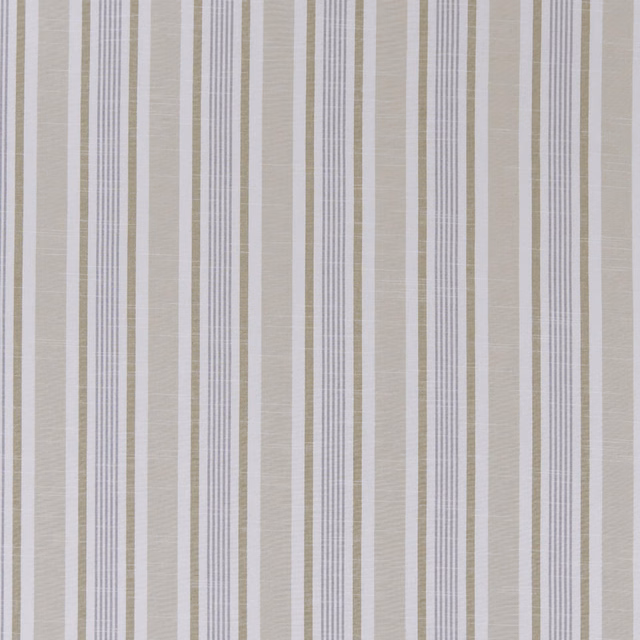 Soft mineral-grey and ivory vertical stripe fabric with a subtly woven surface