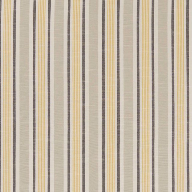 Warm ochre, sage, charcoal and ivory vertical stripes with a fine woven texture