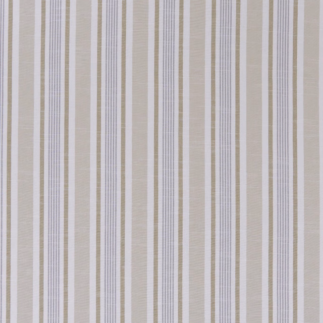 Pale mineral-grey and ivory vertical stripes with a fine woven texture