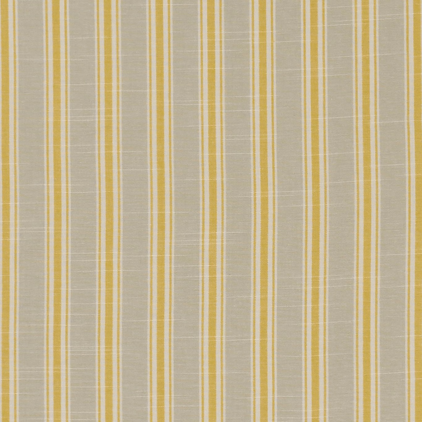 Warm grey woven ground with slender citrus-yellow vertical stripes and fine horizontal texture