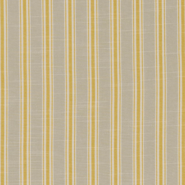 Warm grey woven ground with slender citrus-yellow vertical stripes and fine horizontal texture