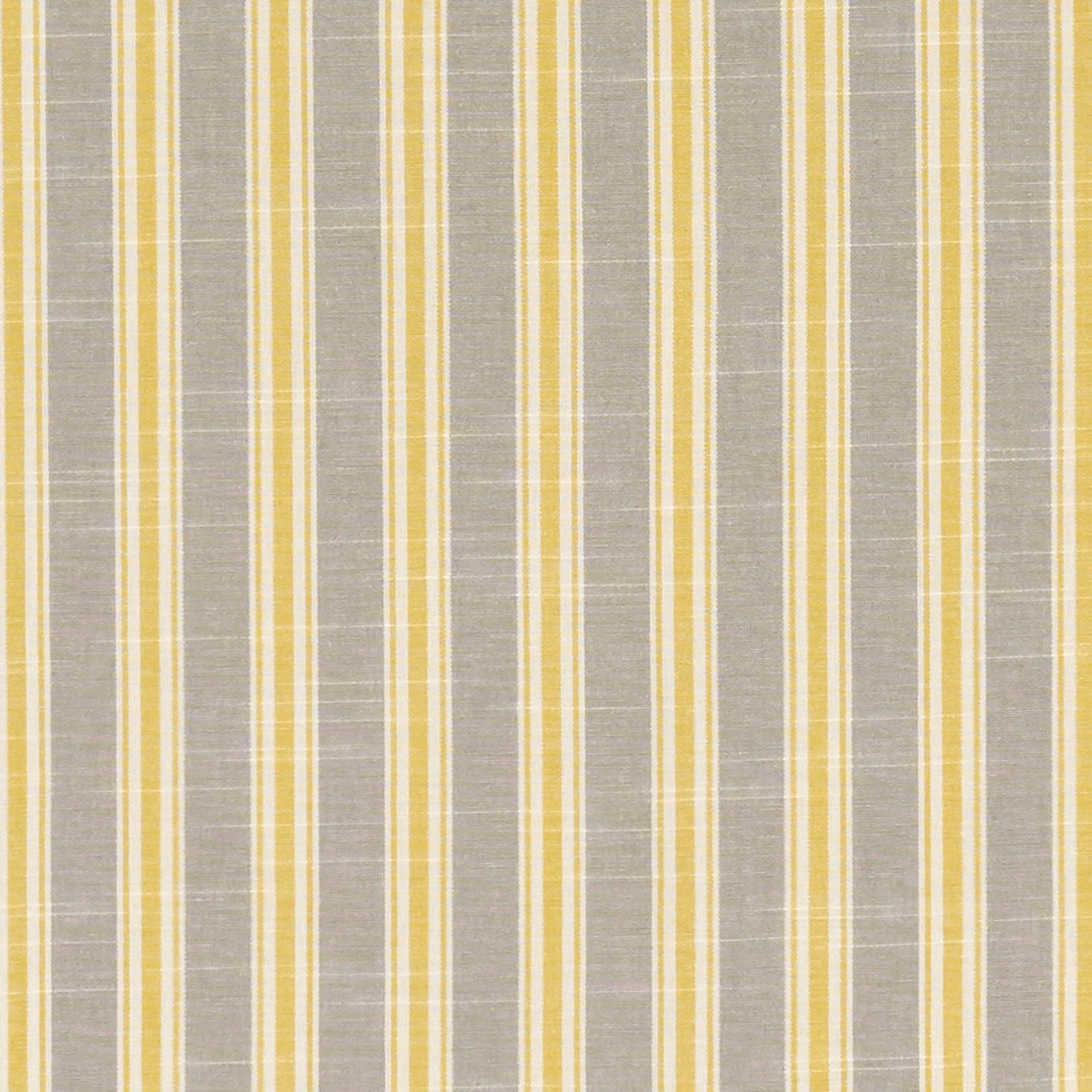 Muted ochre and grey vertical stripes with fine white lines on a woven textile