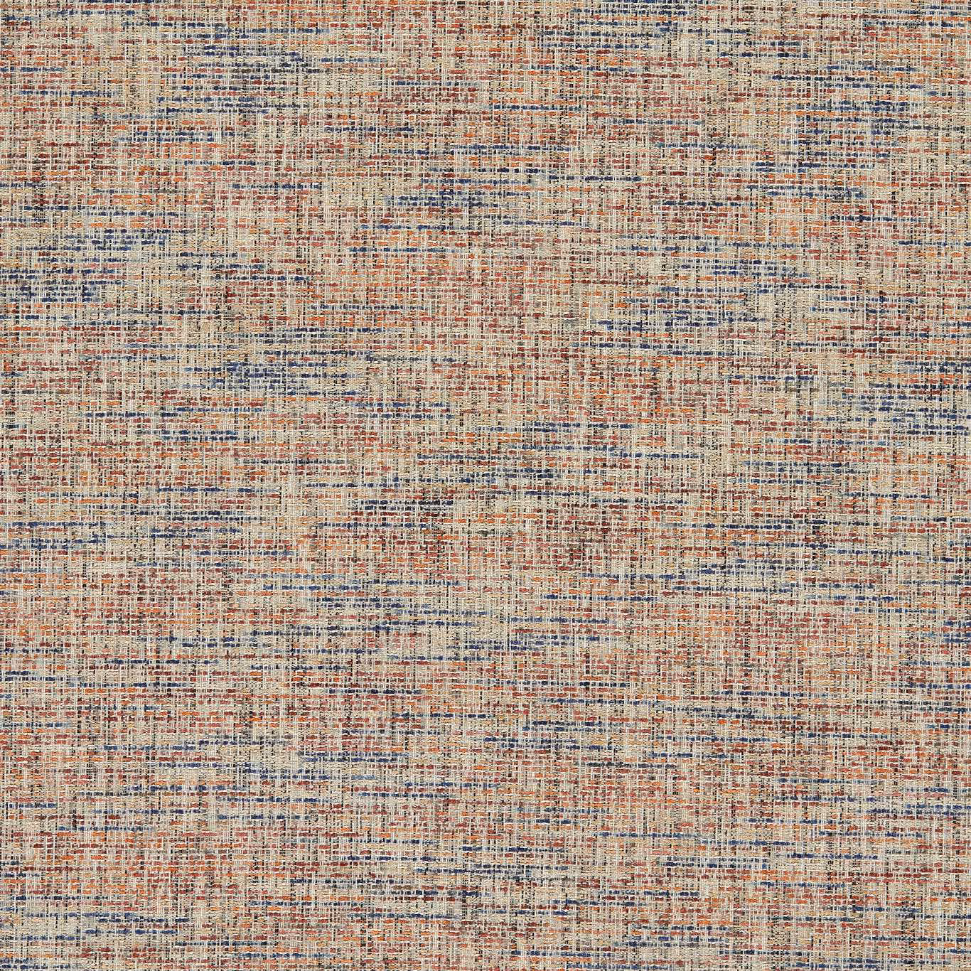 Warm oat woven fabric with rust and blue-grey crosshatch texture