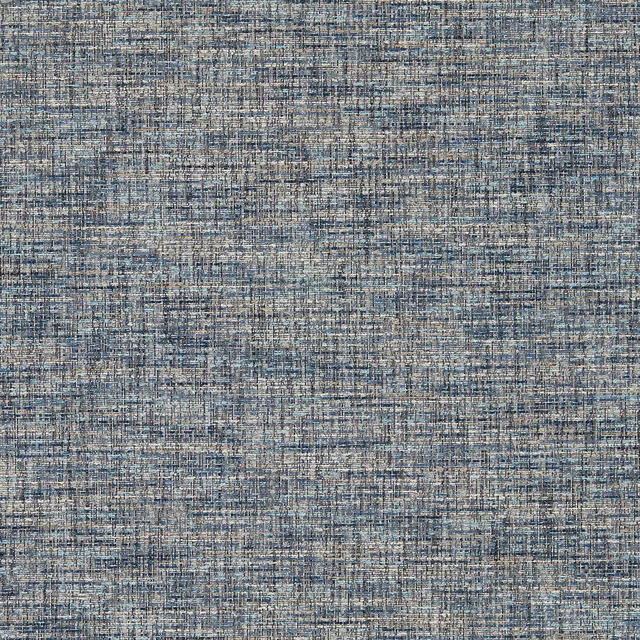 Muted denim blue woven fabric with grey flecks and fine crosshatched texture