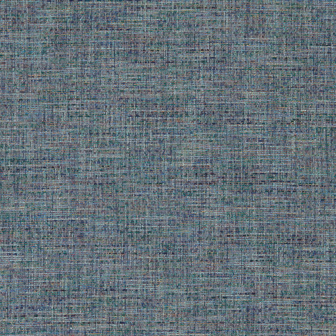 Close blue-grey crosshatch weave with muted teal and charcoal flecks