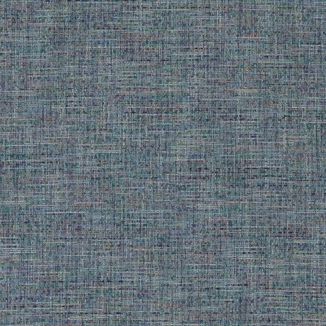 Close blue-grey crosshatch weave with muted teal and charcoal flecks