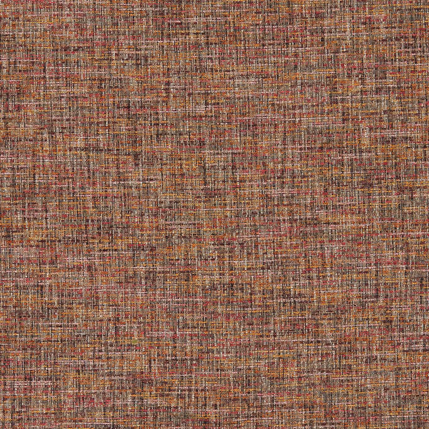 Dusty fuchsia woven textile with noir, rust and neutral irregular crosshatch threads