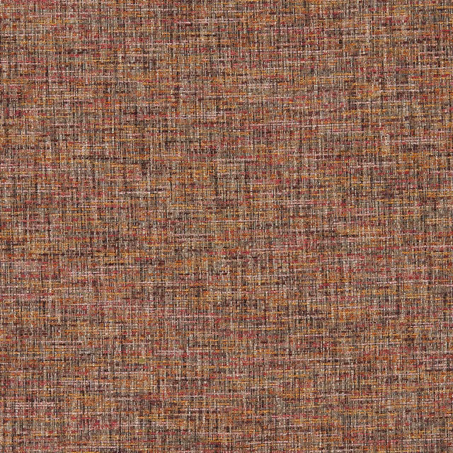 Dusty fuchsia woven textile with noir, rust and neutral irregular crosshatch threads