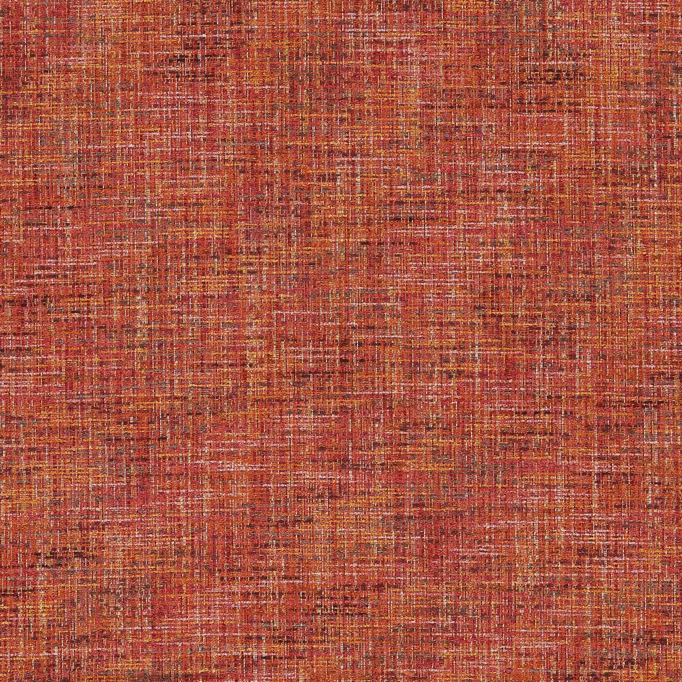 Paprika-red woven crosshatch with terracotta, rust and fine ochre threads
