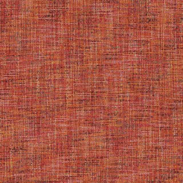 Paprika-red woven crosshatch with terracotta, rust and fine ochre threads