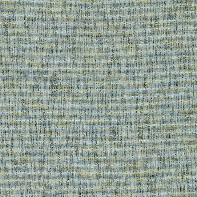 Pale peacock blue woven fabric with sage flecks and fine crosshatched texture