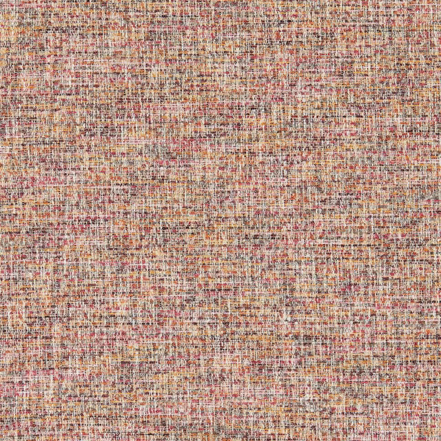 Warm cream woven fabric with muted red, blush and earthy flecks in a dense tactile texture