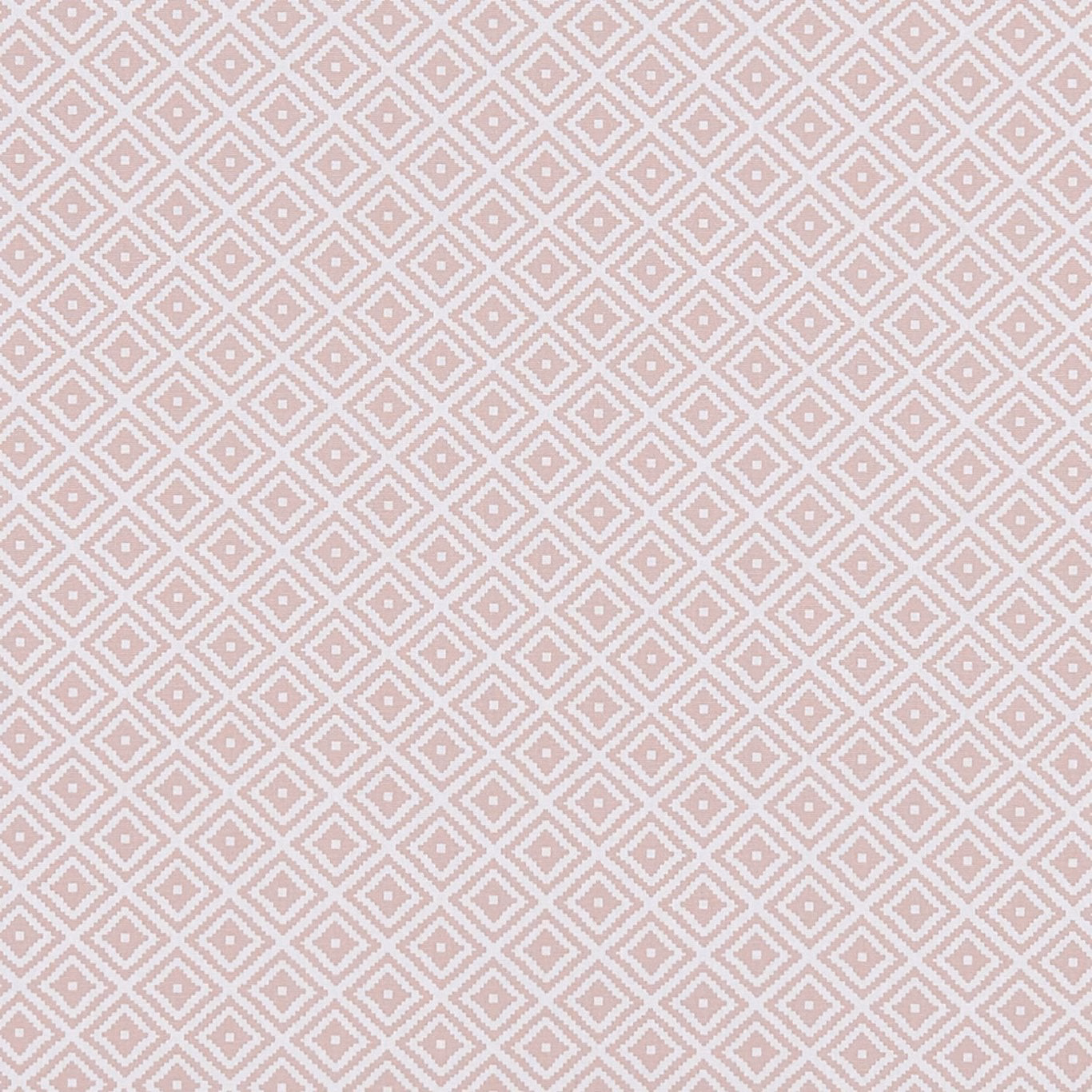 Dusty blush pink fabric with small ivory diamond lattice and woven texture