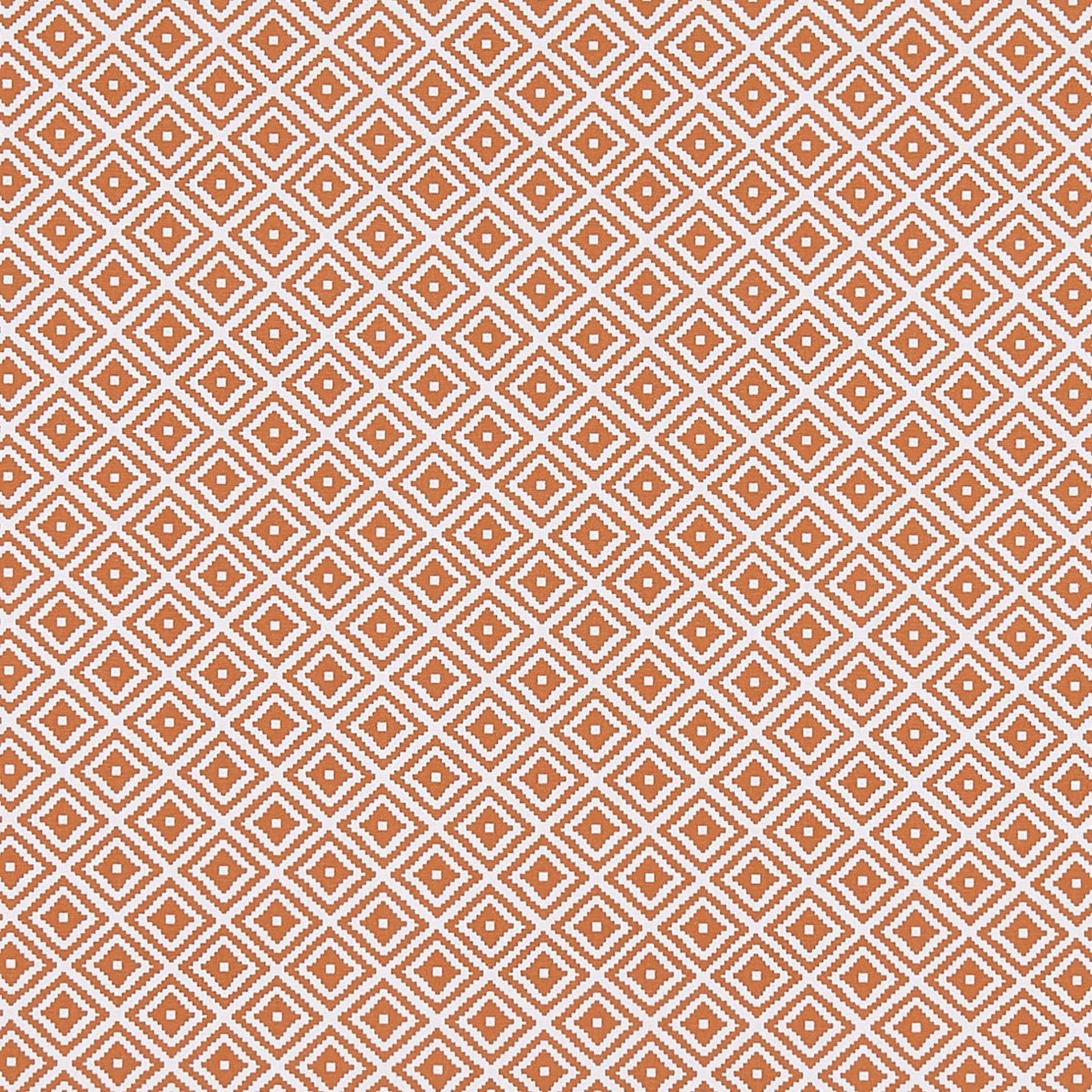 Warm terracotta and cream woven fabric with a tightly spaced diamond motif