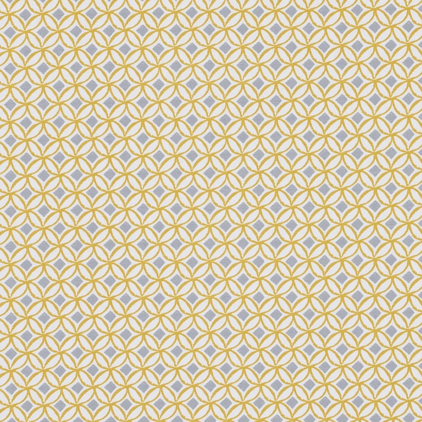 Warm ochre geometric lattice on an ivory, subtly textured fabric ground