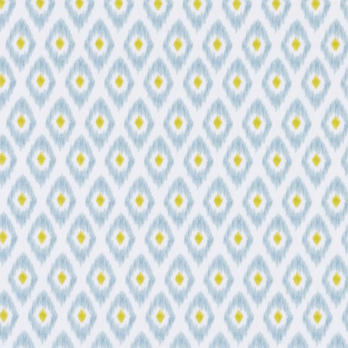 Pale mineral-blue woven ground with citron diamond motifs and soft irregular edges