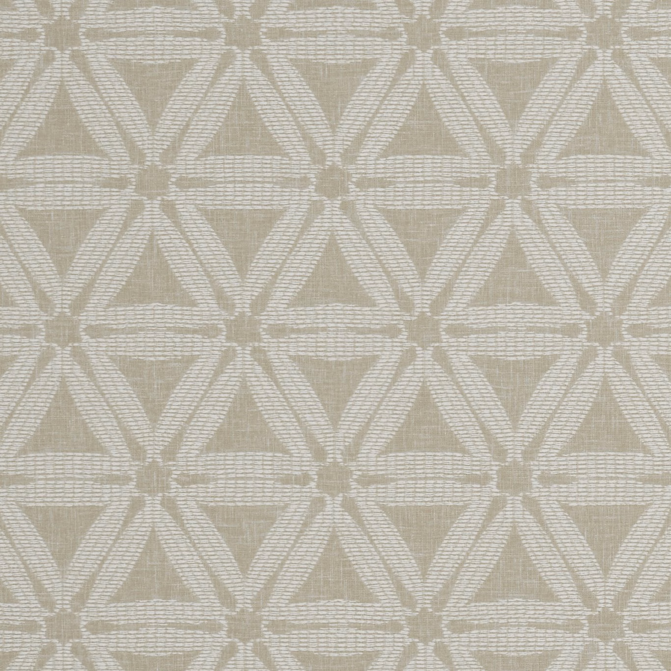 Delta Natural beige woven fabric with ivory geometric triangles and horizontal texture