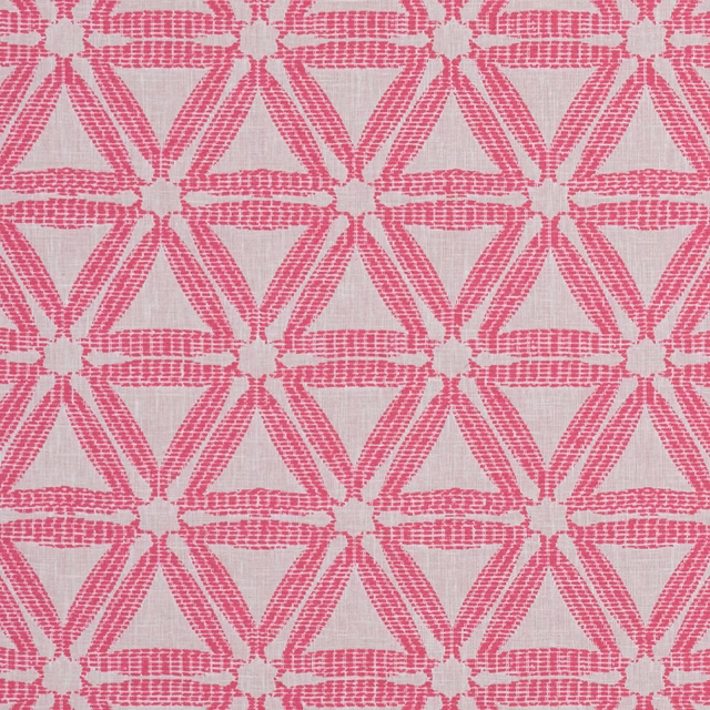 Raspberry pink woven lattice with pale ground and tactile crosshatched texture
