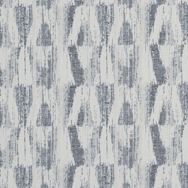 Cool charcoal and ivory woven fabric with distressed vertical abstract motifs