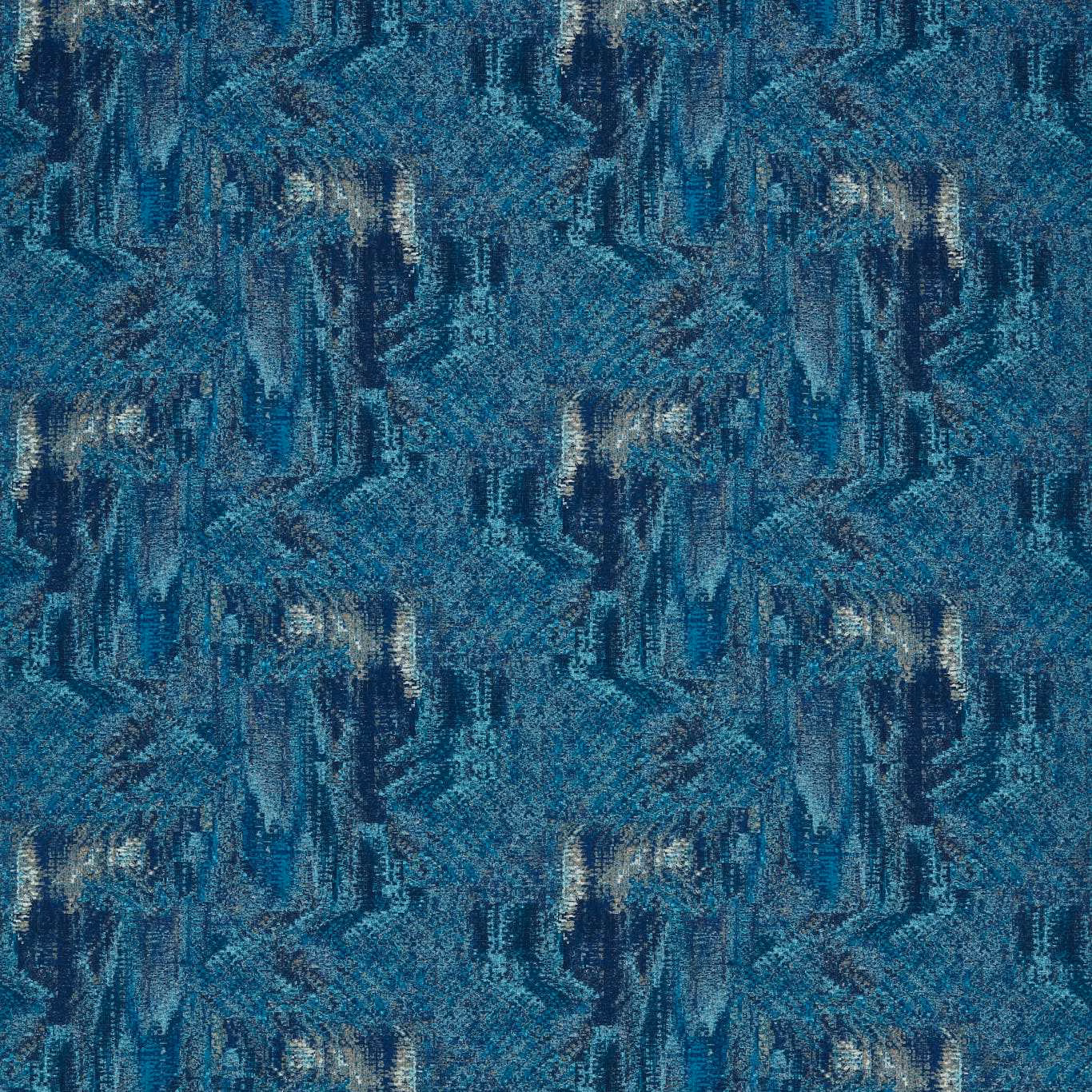 Deep teal abstract woven fabric with navy strokes and pale mineral highlights