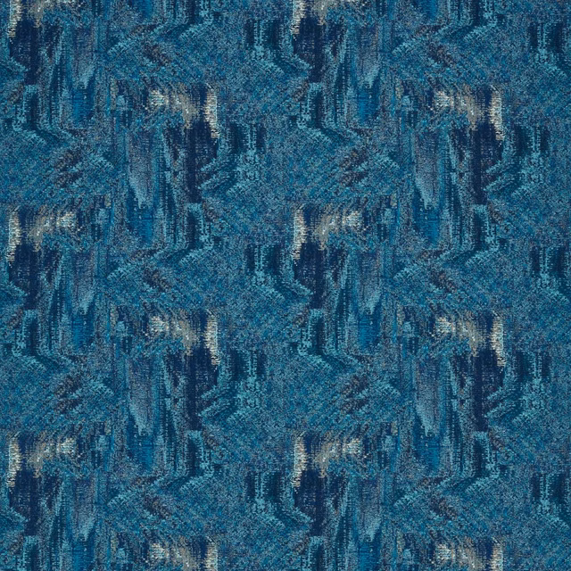 Deep teal abstract woven fabric with navy strokes and pale mineral highlights