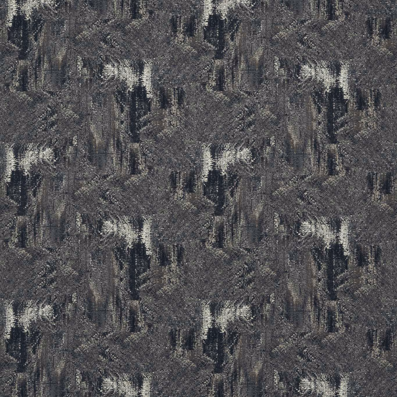 Charcoal black abstract woven fabric with silver-grey vertical painterly marks