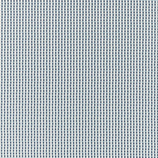 Cool blue-grey dotted columns woven across a pale mineral ground