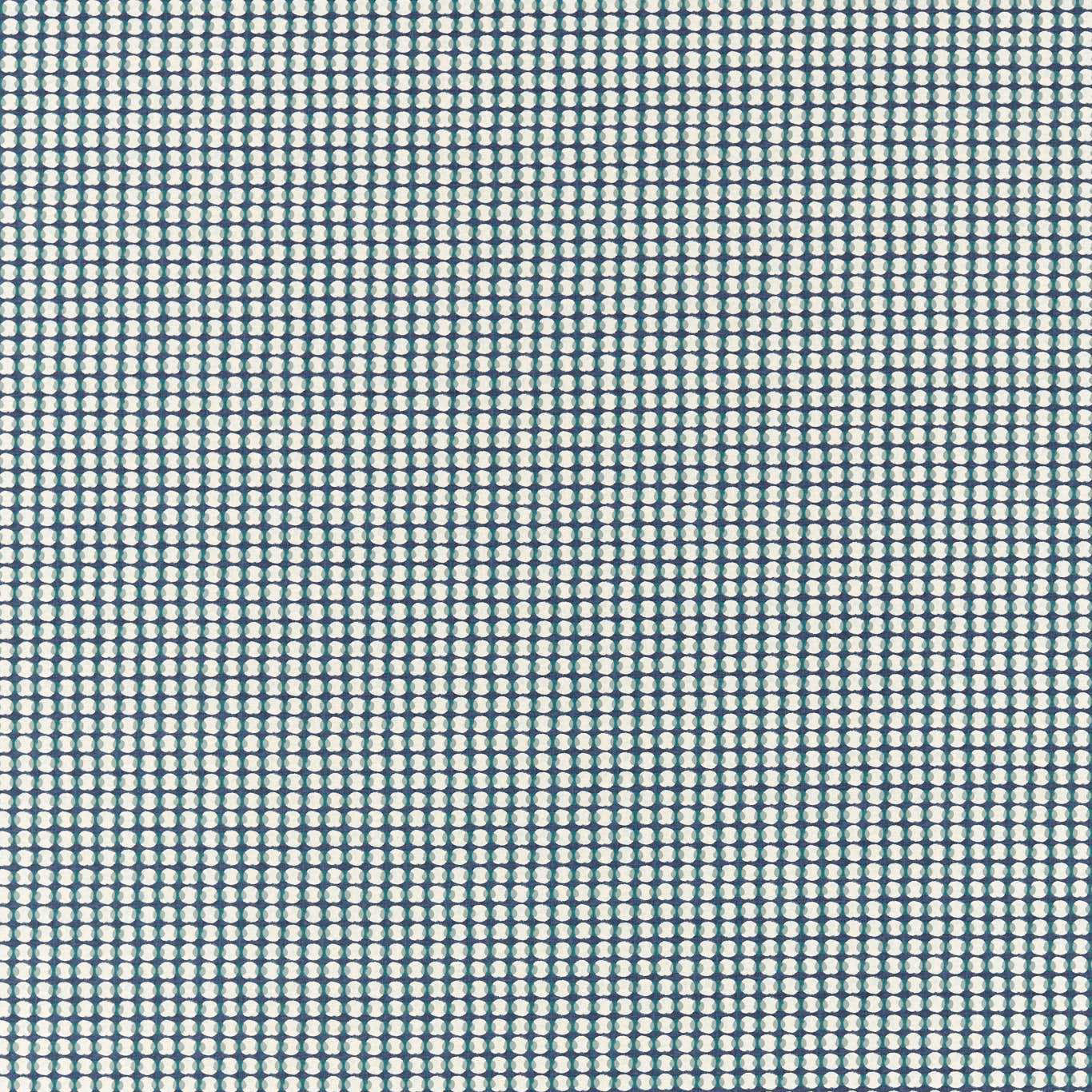 Deep navy woven ground with tightly spaced pale loop-like geometric marks
