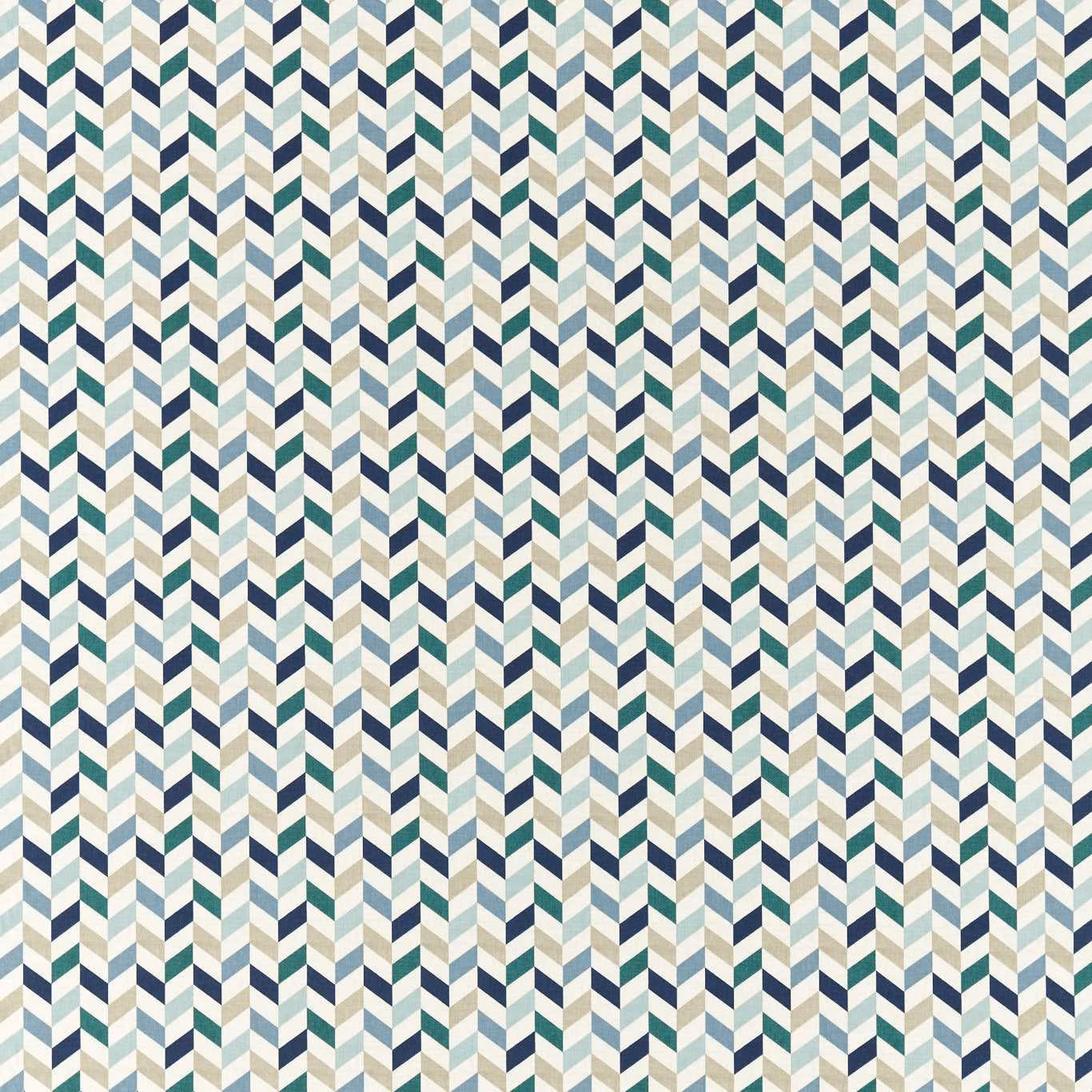 Cream, mineral and navy zigzag chevrons in a finely textured woven swatch
