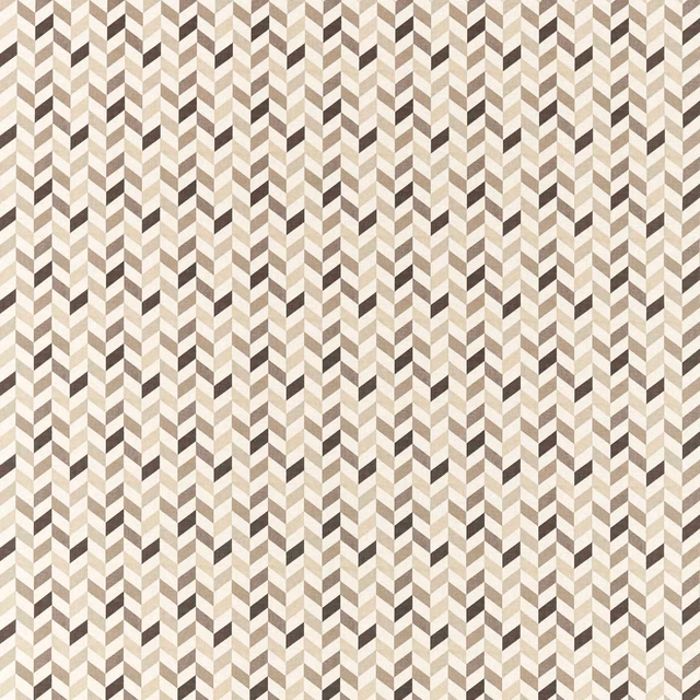Cream and taupe zigzag columns with dark brown accents on a fine textile surface